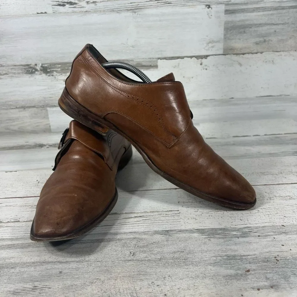 Johnston & Murphy Mens McClain Leather Monk Strap Buckle Derby Shoes Size‎ 11.5